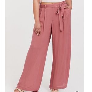 Torrid DUSTY ROSE  SELF TIE WIDE LEG PANT